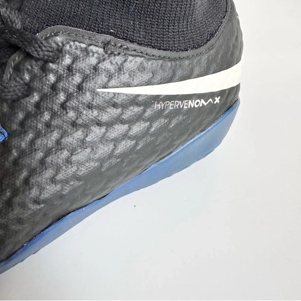 Nike Kids Jr. Hypervenomx Phelon III Dynamic Fit Black White Blue Indoor Shoes